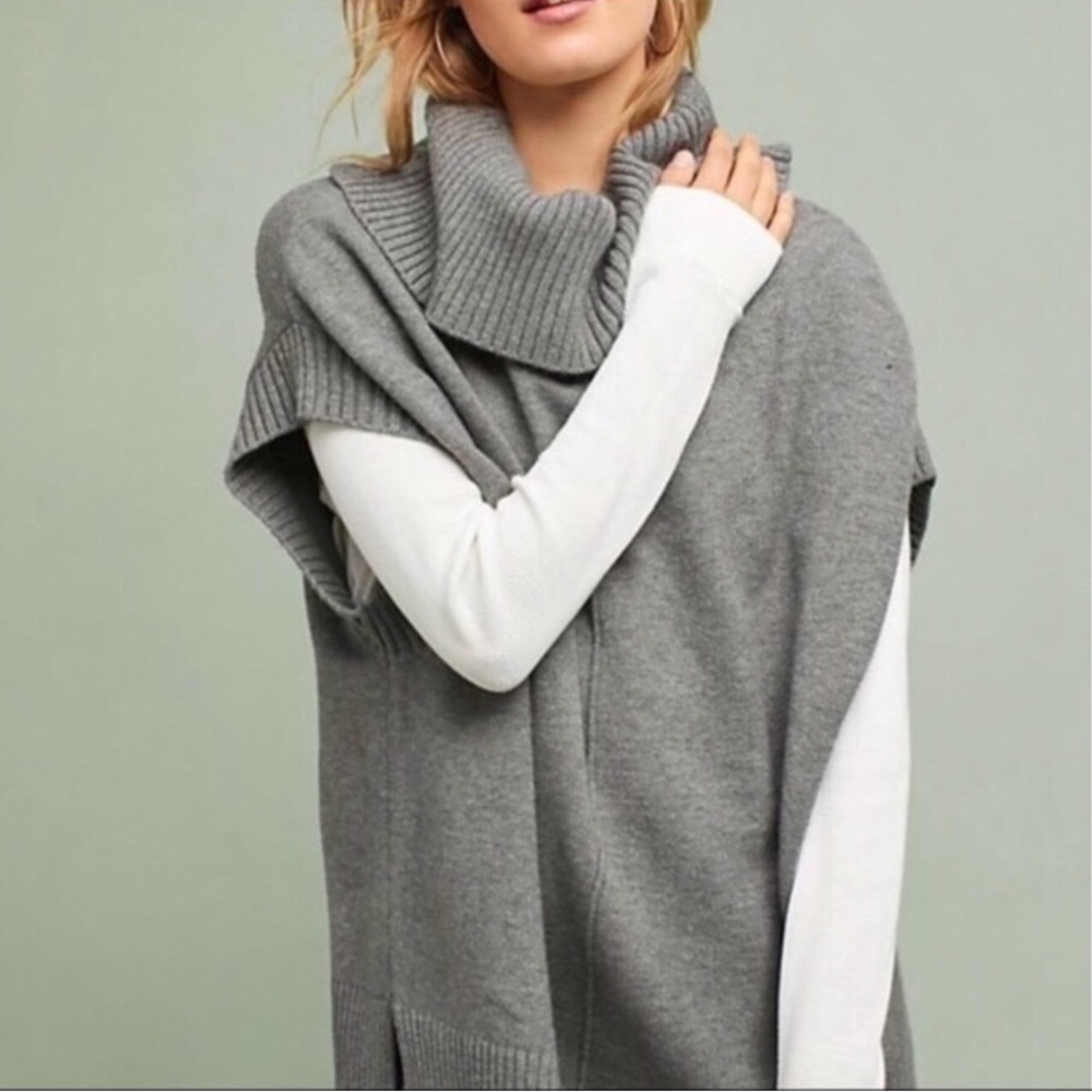 Anthropologie Moth Gray Oversize Sleeveless Sweater XS‎